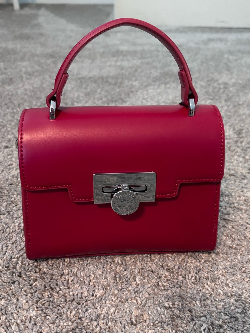 Ted Baker Structured Mini Top-Handle Bag in Fuchsia Red
